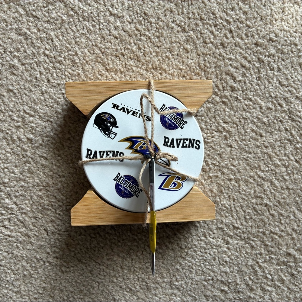 Baltimore Ravens Team Coaster Set with Holder